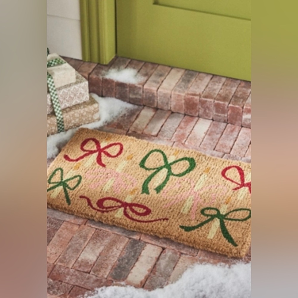 Anthropologie BOW CANDLES PRINTED COIR DOORMAT Style 101126738 Multi 18" x 30"